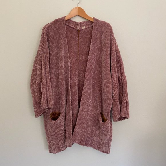 Free People Sweaters - Free People Chunky Mauve Chenille Cardigan